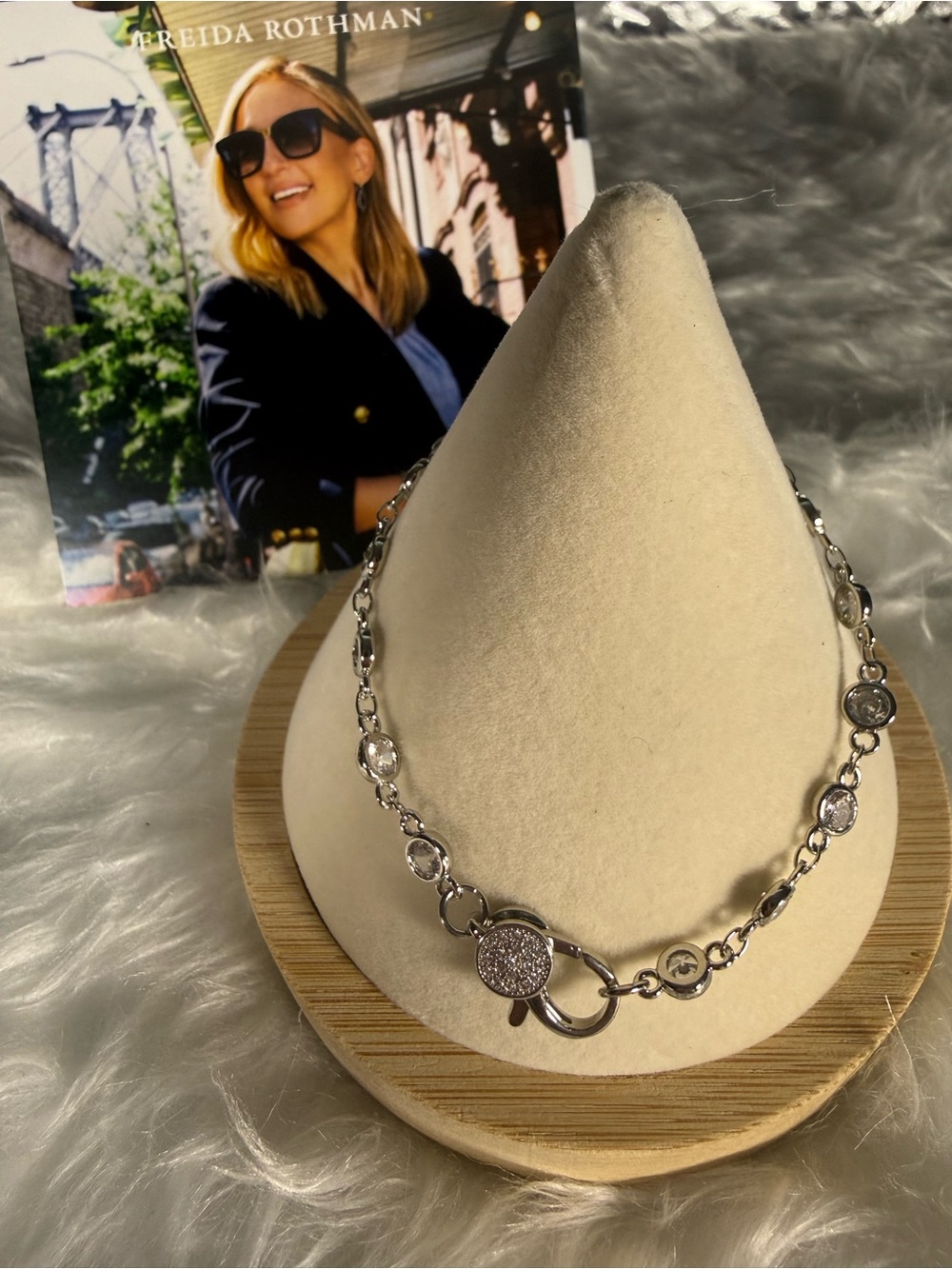 Freida Rothman Silver Crystal Link Bracelet
